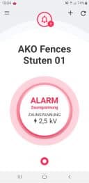 Screenshot: App-Alarm FenceControl keine Hütesicherheit