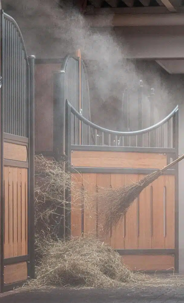 Feiner Wassernebel in einer Boxengasse